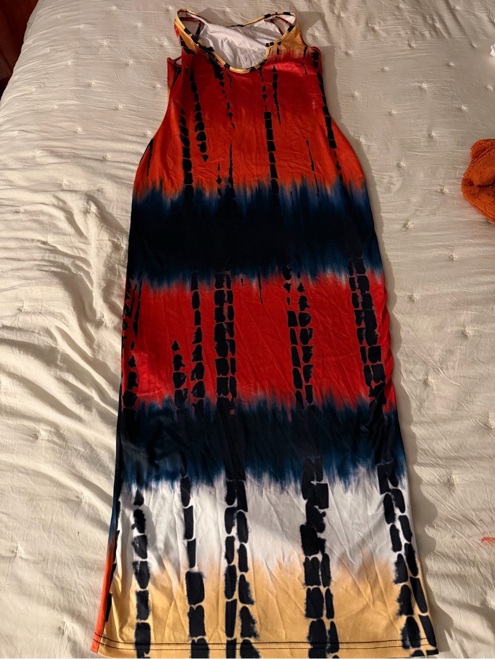 Women’s Tie-Dye Maxi Dress in Red, Navy & White
